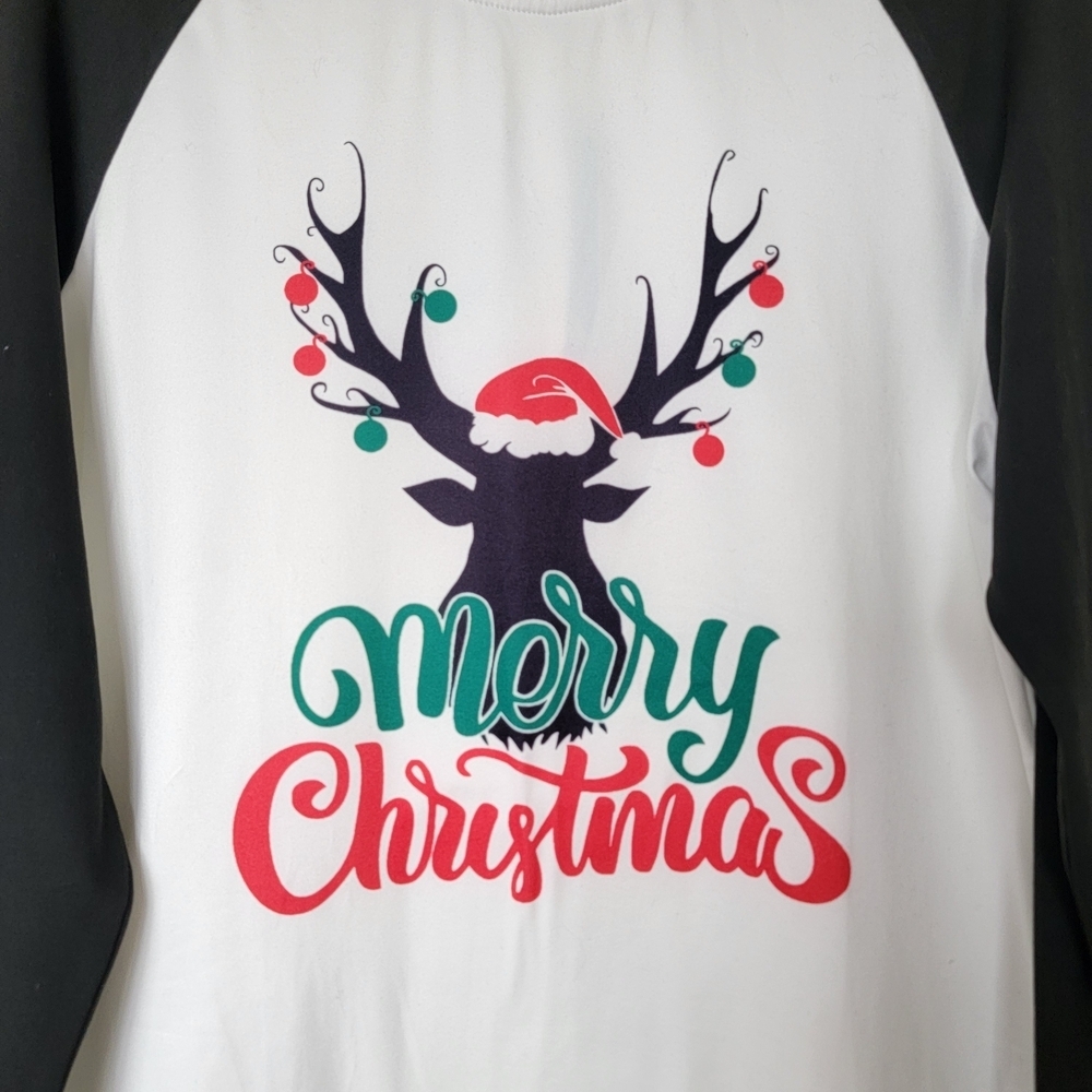 Christmas Reindeer Pajama Top - Black and White - Picture 2 of 5